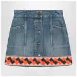 Valentino Denim mini skirt with jacquard trim