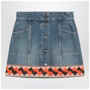Valentino Denim mini skirt with jacquard trim