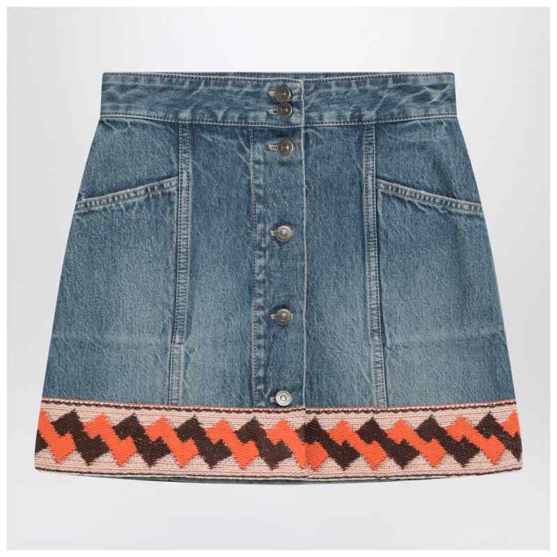 Valentino Denim mini skirt with jacquard trim, theFeinheit