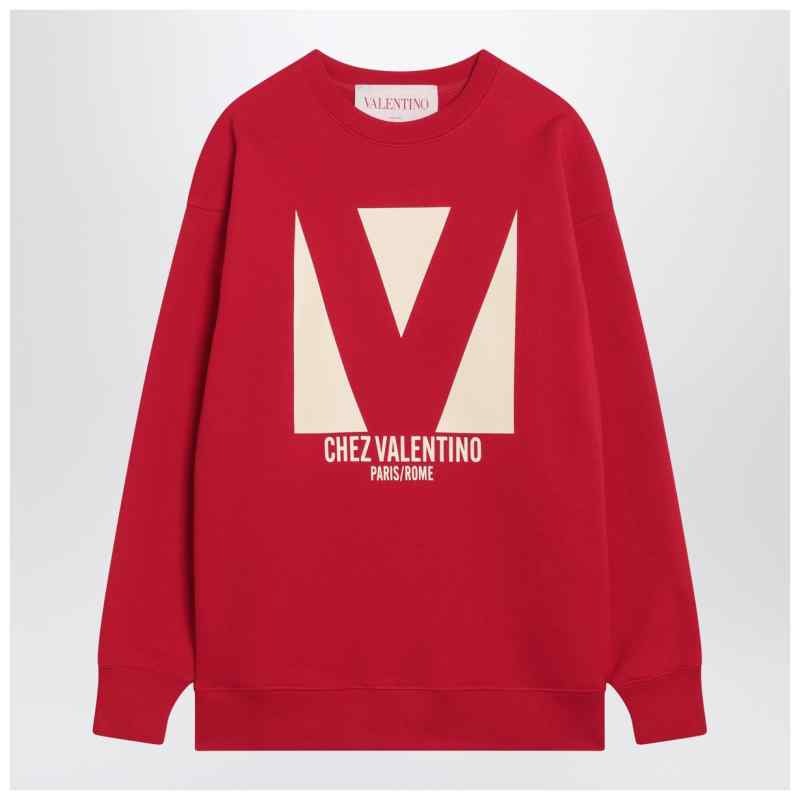Red sweatshirt with Chez Valentino print Red sweatshirt with Chez Valentino print, theFeinheit