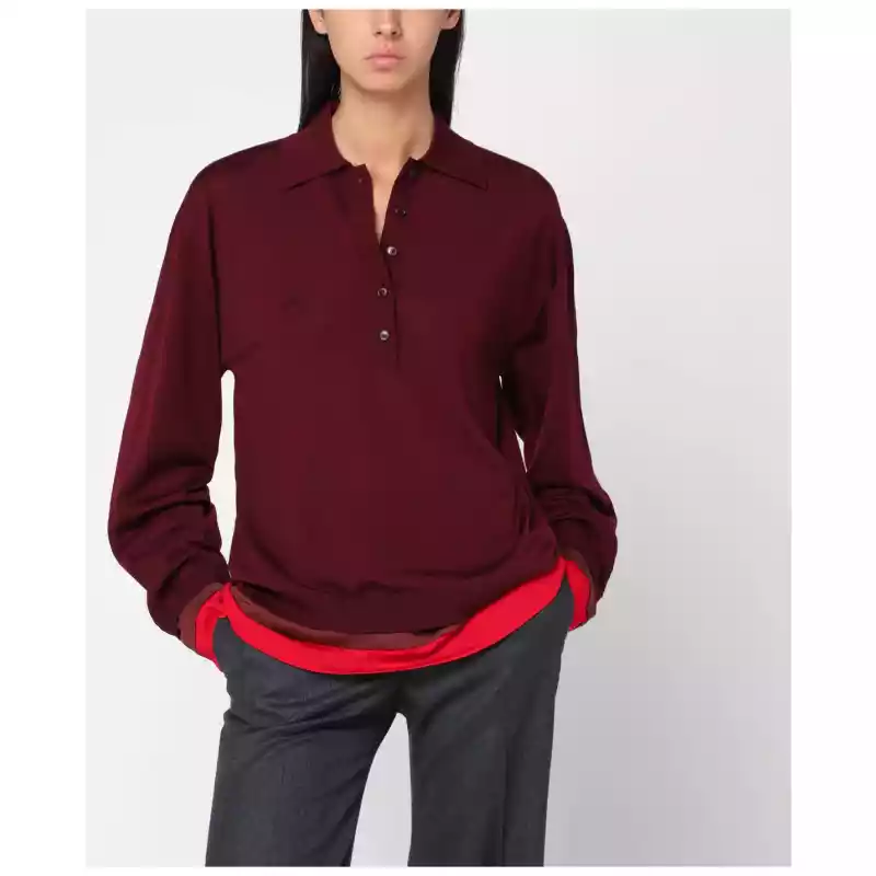 Stella McCartney Layered Bordeaux wool polo