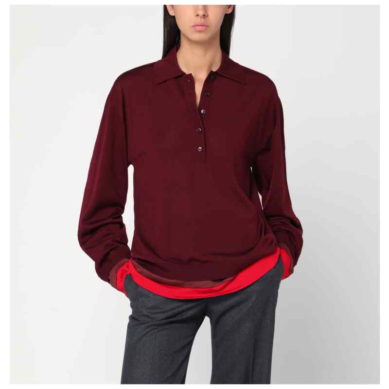 Stella McCartney Layered Bordeaux wool polo, theFeinheit