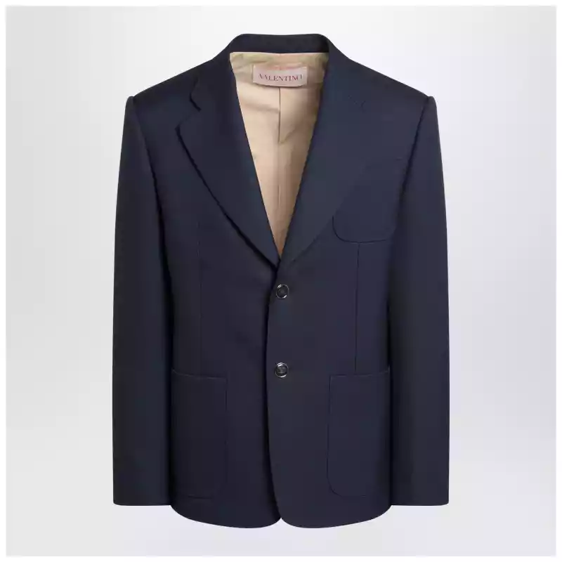 Valentino Blue single-breasted wool jacket