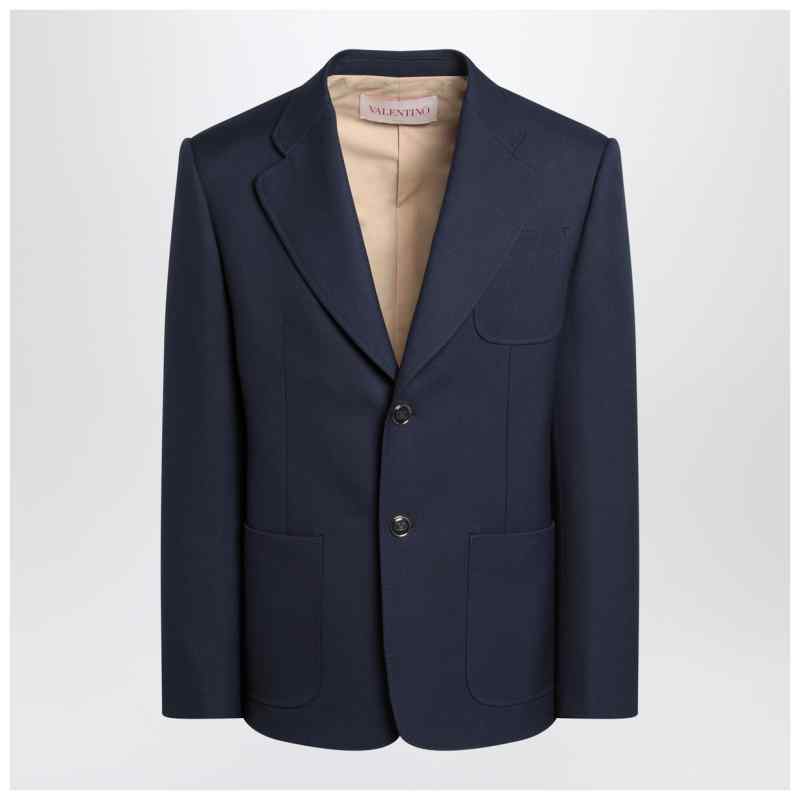 Valentino Blue single-breasted wool jacket, theFeinheit
