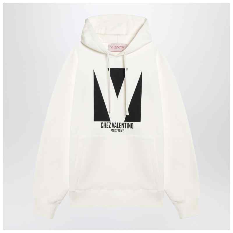 Ivory sweatshirt with Chez Valentino print, theFeinheit