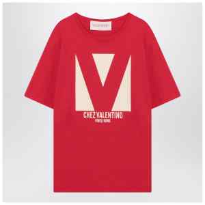 Red T-shirt with Chez Valentino print