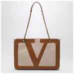 Valentino Garavani Medium Viva Superstar bag in natural/spice canvas