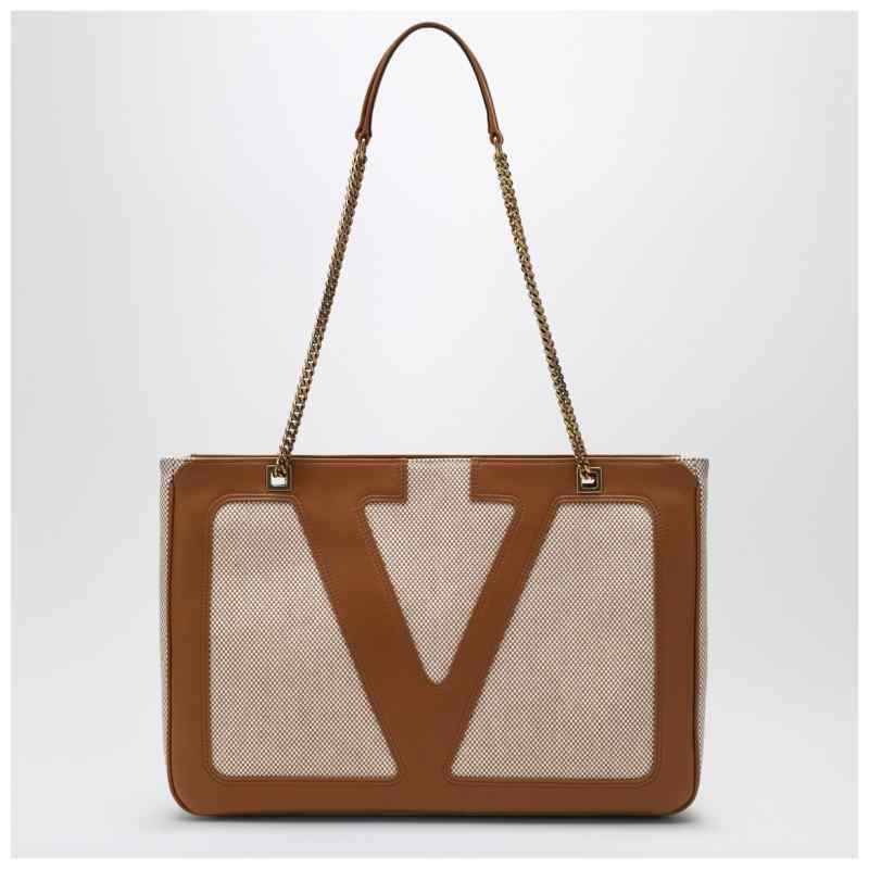 Valentino Garavani Medium Viva Superstar bag in natural/spice canvas, theFeinheit