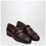 Valentino Garavani Moccasin Vlogo Signature coffee color with fringes