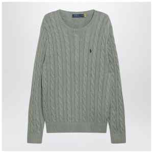 Polo Ralph Lauren Grey-green cotton cable-knit sweater