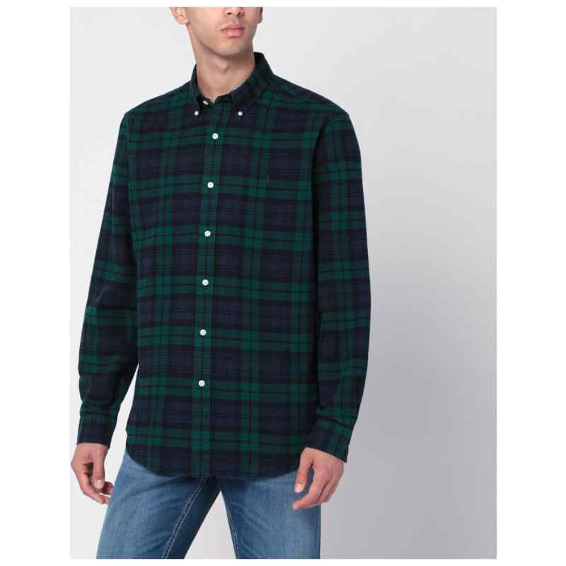 Polo Ralph Lauren Blue navy/green check pattern shirt Custom-Fit, theFeinheit
