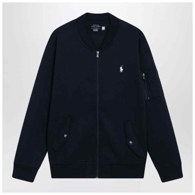 Polo Ralph Lauren Navy blue zip-up cotton-blend sweatshirt, theFeinheit