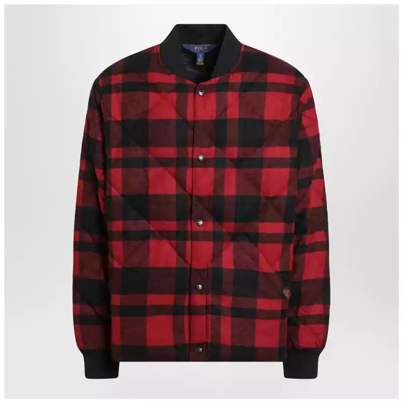 Polo Ralph Lauren Red and black quilted check bomber