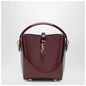 Saint Laurent Mini Le 37 bucket bag in burgundy patent leather