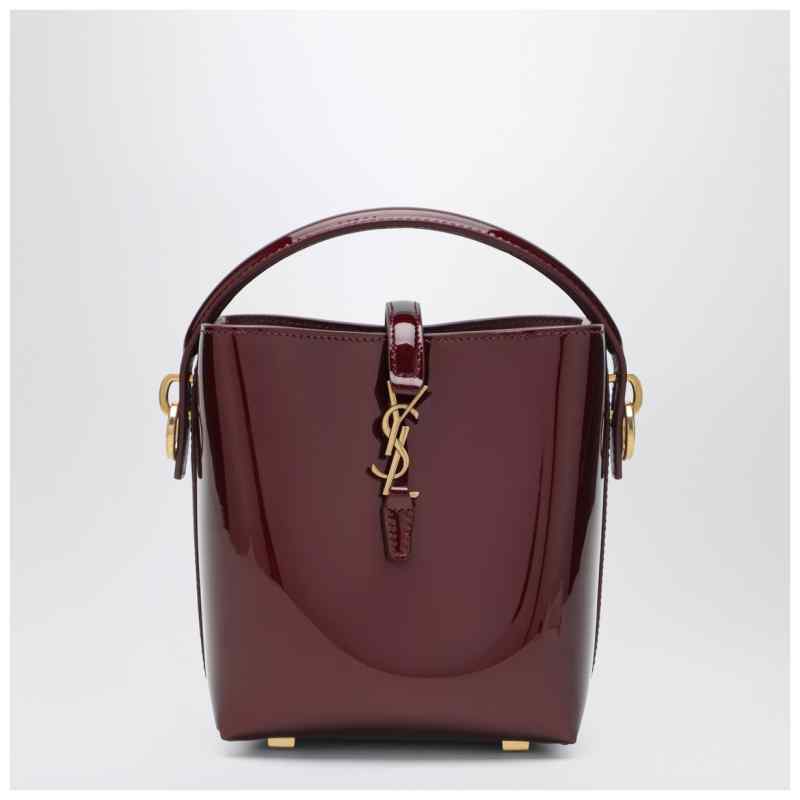 Saint Laurent Mini Le 37 bucket bag in burgundy patent leather, theFeinheit