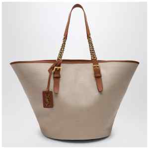 Saint Laurent Desert-coloured shoulder bag in canvas and leather