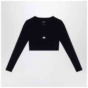 Balenciaga Black Activewear top in matt nylon blend