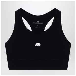 Balenciaga Black Activewear sleeveless top in matt nylon blend