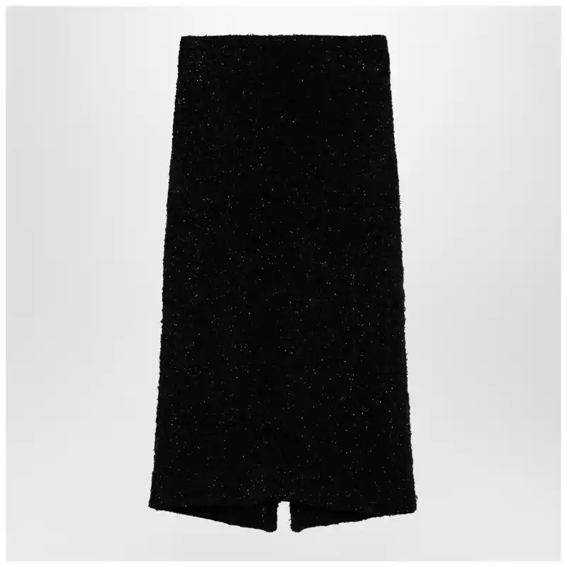 Balenciaga Black tweed midi skirt