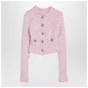 Balenciaga Pink cotton blend tweed cropped cardigan