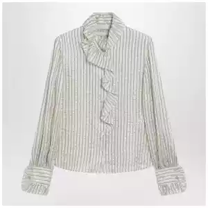 Valentino Light beige silk-blend shirt with ruffles