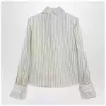 Valentino Light beige silk-blend shirt with ruffles