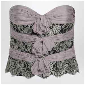 Valentino Grey/mauve/gold chiffon silk top