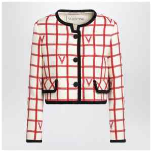 Valentino Ivory jacket with Check Vlogo pattern