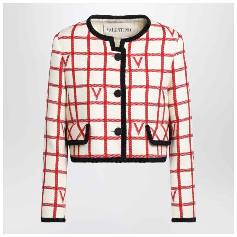 Valentino Ivory jacket with Check Vlogo pattern, theFeinheit