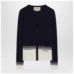 Cardigan with Chez Valentino embroidery in wool