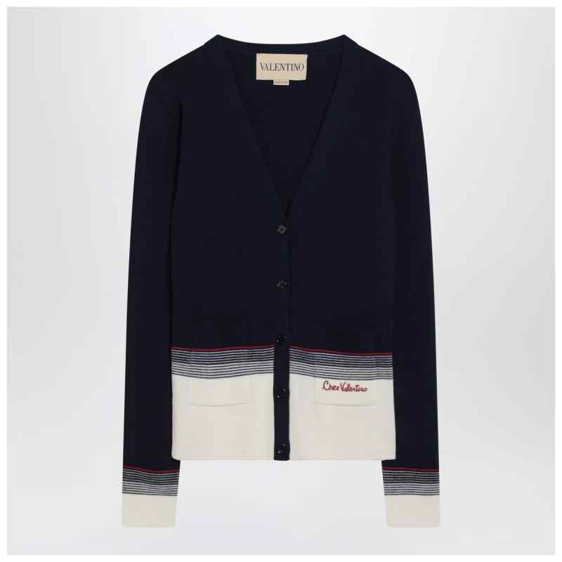 Cardigan with Chez Valentino embroidery in wool, theFeinheit