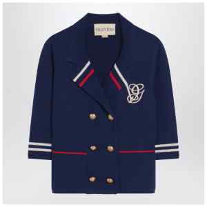 Valentino Blue double-breasted wool cardigan