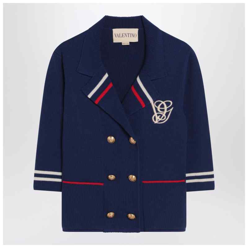 Valentino Blue double-breasted wool cardigan Valentino Blue double-breasted wool cardigan, theFeinheit