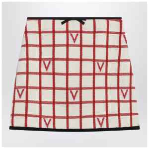 Valentino Ivory skirt with Check Vlogo pattern