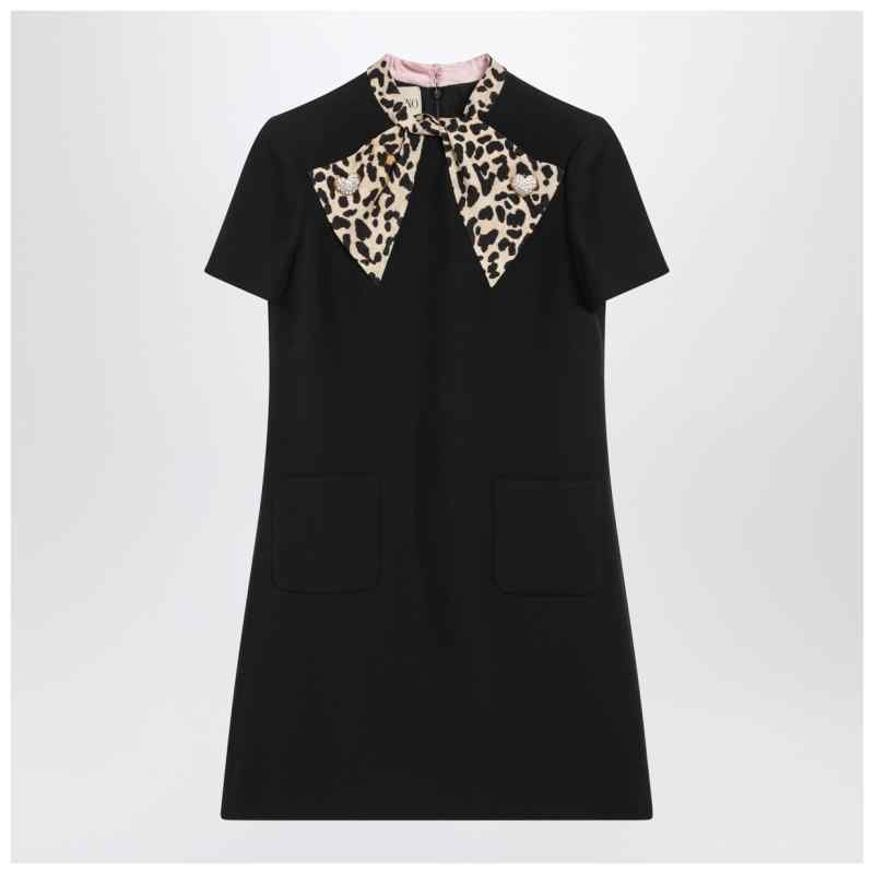 Valentino Black Crepe Couture dress with animal-print bow, theFeinheit