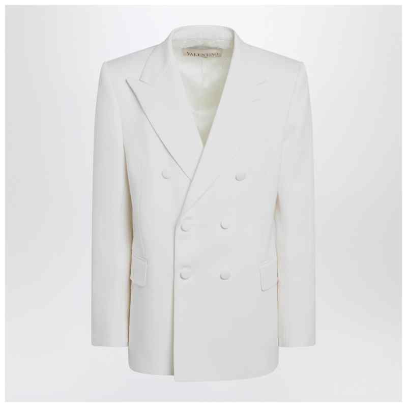 Valentino Milk-colored double-breasted jacket in wool, theFeinheit