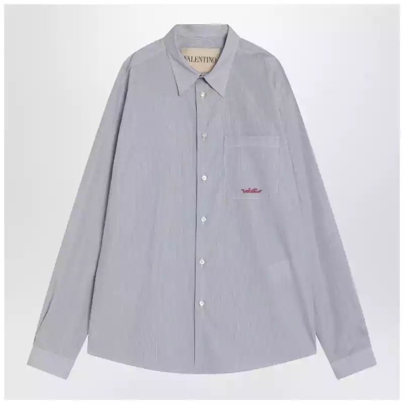 Valentino Light blue cotton shirt with logo