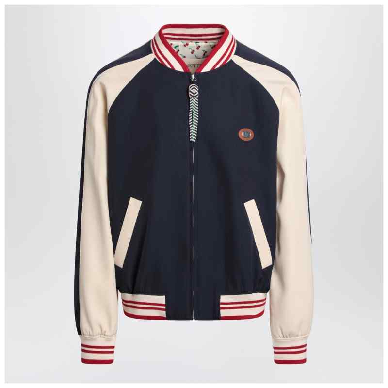 Valentino Blue/cream bomber with mixed wool VLogo Valentino Blue/cream bomber with mixed wool VLogo, theFeinheit