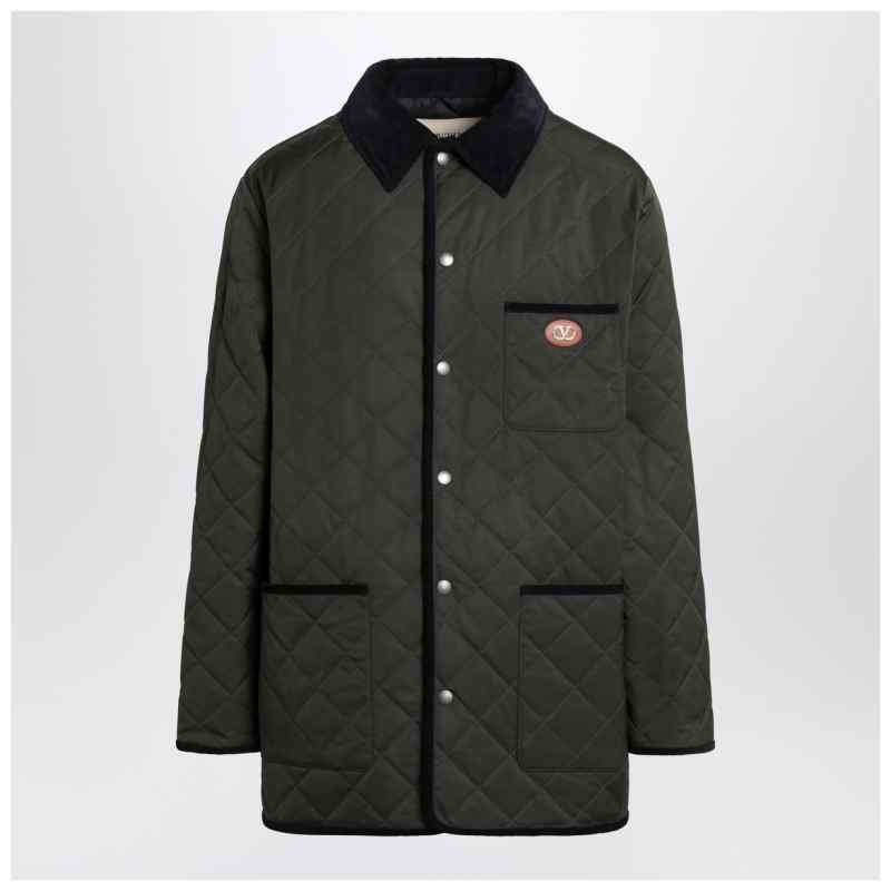 Valentino Olive green quilted jacket with VLogo patch Valentino Olive green quilted jacket with VLogo patch, theFeinheit