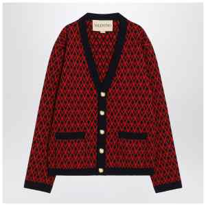 Valentino Jacquard patterned cardigan Toute la V red/navy blue