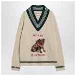 Valentino Butter-coloured sweater with Le Chien de la Maison embroidery