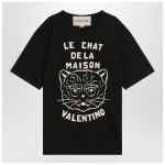 Valentino Black T-shirt with Le Chat de la Maison print