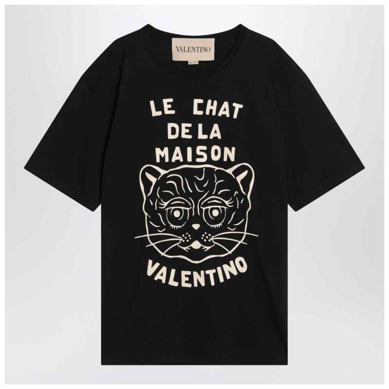 Valentino Black T-shirt with Le Chat de la Maison print, theFeinheit