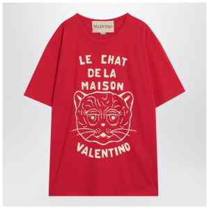 Valentino Red T-shirt with Le Chat de la Maison print