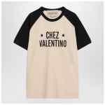 Butter/black T-shirt with Chez Valentino print