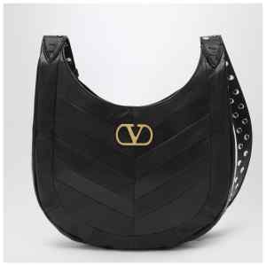 Valentino Garavani Small Hoboho bag in black chevron-pattern nappa