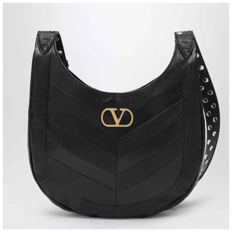 Valentino Garavani Small Hoboho bag in black chevron-pattern nappa, theFeinheit
