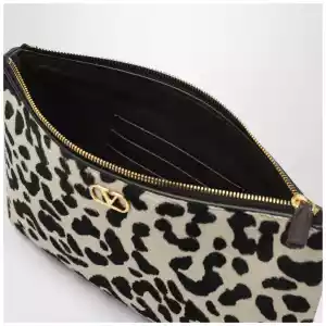 Valentino Garavani Animal-print pony-effect VLogo Signature pouch