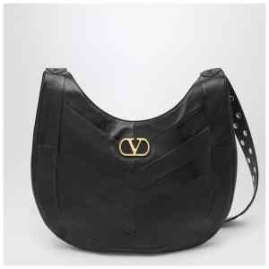 Valentino Garavani Medium Hoboho bag in black chevron-pattern nappa