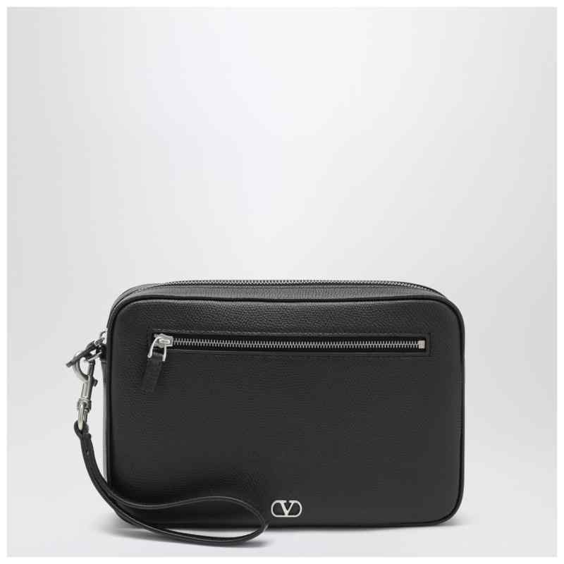 Valentino Garavani Vlogo Signature clutch black in grained calfskin, theFeinheit